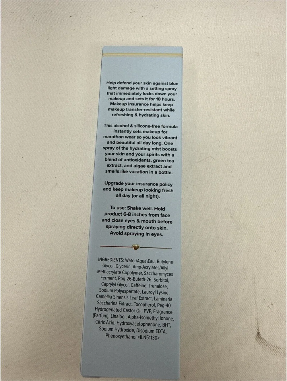 Too Faced Makeup Insurance Longwear Setting Spray + Blue Light Defense RN 1